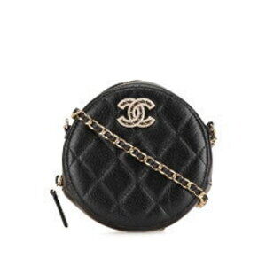 Chanel Matelasse Rhinestone Circle Shoulder Bag Coco Mark Chain Caviar Skin